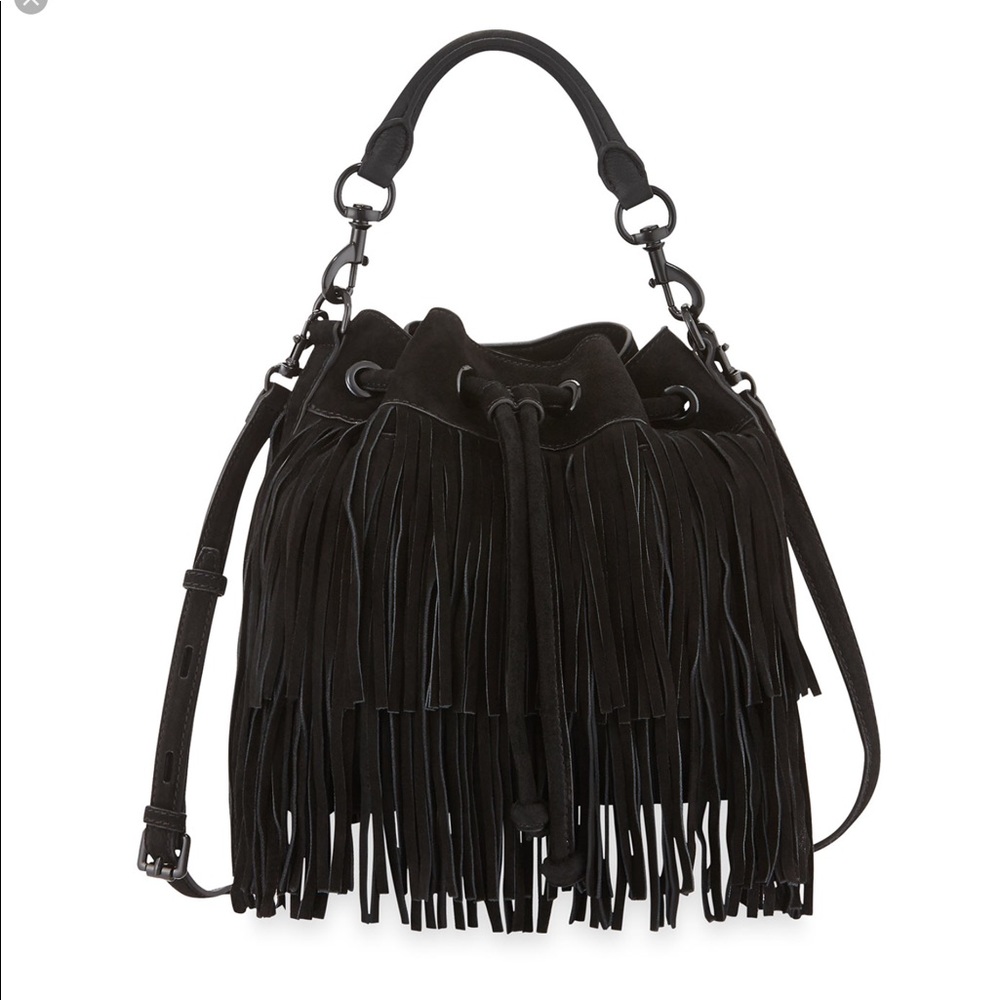Rebecca Minkoff Fiona black suede bucket bag NWT